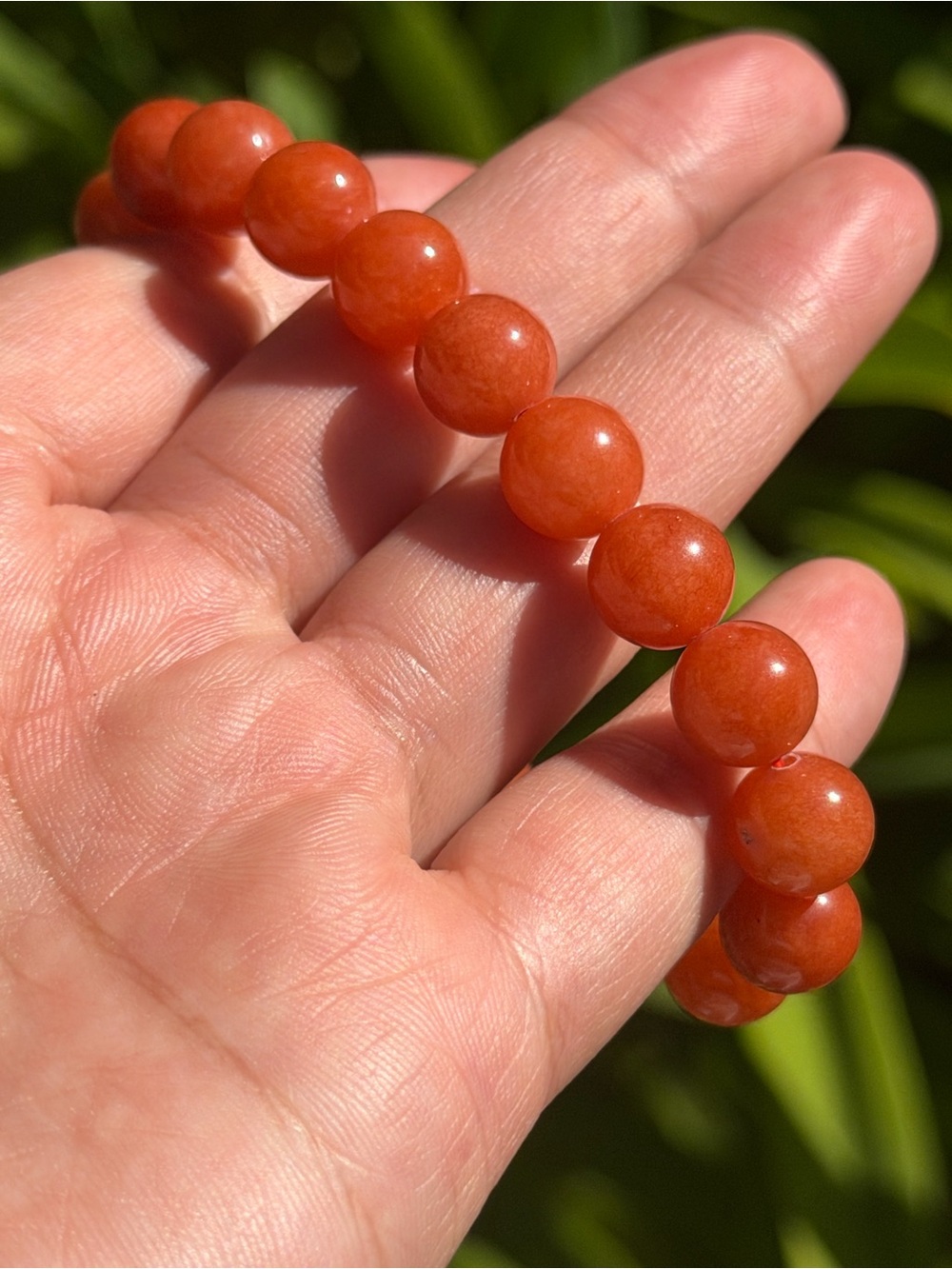 10mm Stretchable Orange Dyed Quartz Bracelet 2564 - Picture 4 of 8